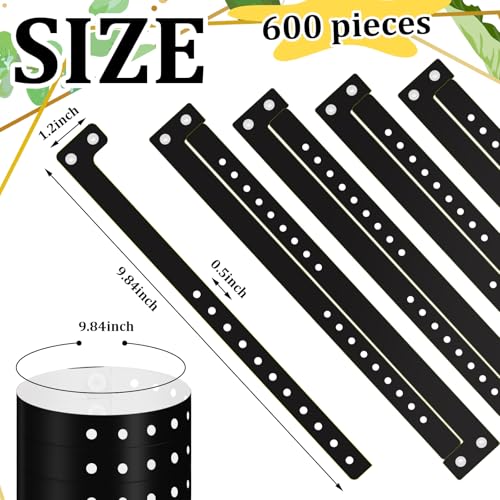 Image of Henoyso 600 Pcs Black Plastic Wristbands for Events Vinyl Waterproof Pool Wristbands Neon Color Plastic Bracelet for Party Events Arm Band Identification for Concerts Carnivals