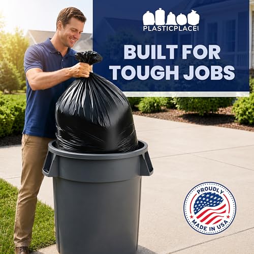 Plasticplace 55 Gallon Trash Bags │1.5 Mil │ Black Garbage Can Liners Compatible with Rubbermaid│ 40" x 50" (100 Count), 100 Count by Plasticplace - Image 8