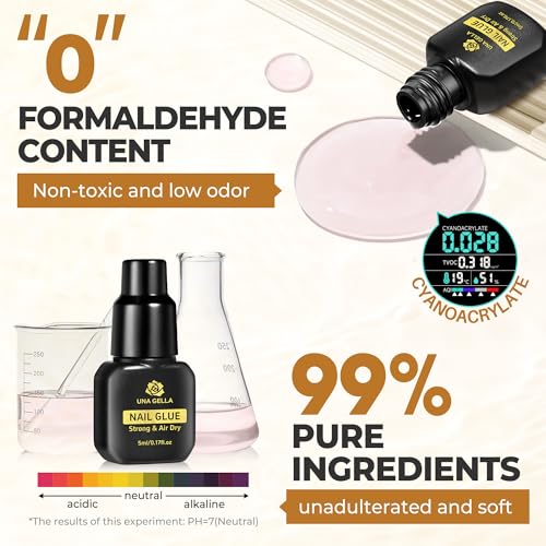 Image of UNA GELLA Quick Drying Super Nail Glue for Press On Nails, Acrylic Nails & Nail Tips No Lamp Need Press On Nails Glue Drip Use with Opener（5ML） Long Lasting for DIY Nail Art