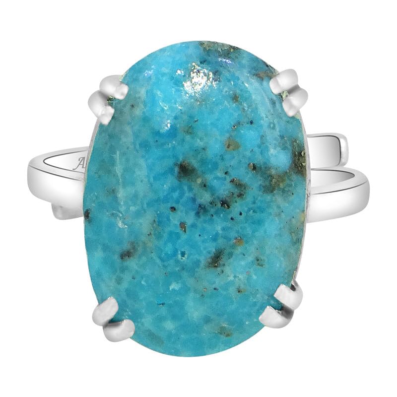 9.25 Rattii Turquoise (Firoza) Silver Sterling (925 Silver) Ring | & Certified | Astrological Gemstone for Positive Energy | Unisex Ring for Men & Women-image-34
