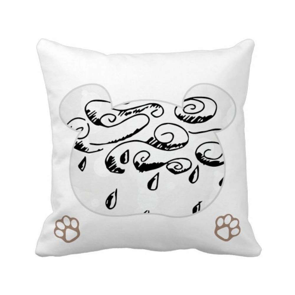 Housse de coussin carrée ours motif nuageux déco chambre enfant et canapé salon