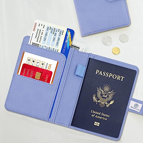 Image of Melsbrinna Premium Leather Passport Holder Covers Case, Waterproof Rfid Blocking Travel Wallet Passport Holder with Pen Holder, Cute Passport Book for Women /Men
