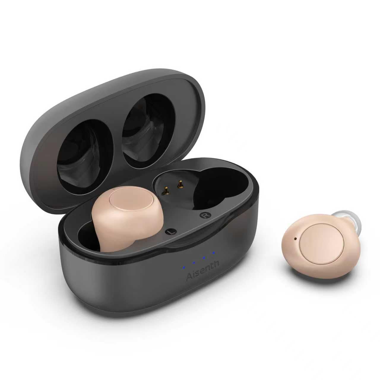Premium Rechargeable Hearing Aids for Seniors & Adults - OTC Hearing Aid with Dual-Mode Adjustment, Aisense Digital Signal Processor Chip, Full-Band Noise Reduction - Portable, Lightweight & Compact for Daily Communication, Work, Social Activities & Phone Calls - Hearing Aids for Women (Skin tone)