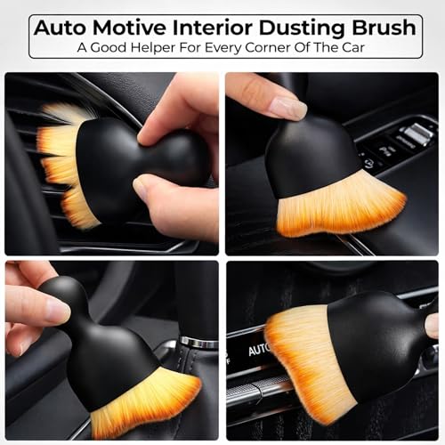 Image of Car Interior Cleaning Brush Combo 2 PCS | Car Dashboard Cleaning Brush & Car AC Vent Brush | Soft Car Detailing Brush Set for Interior Dust Cleaning