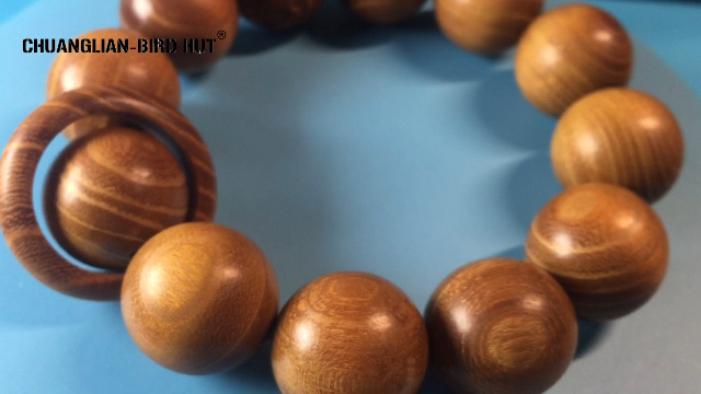 Pulsera artesanal de madera Bubinga 12 cuentas para meditación miniatura 6