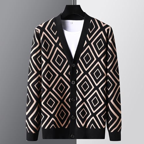 Chaqueta de punto elegante hombre con botones y cuello V de abrigo 2