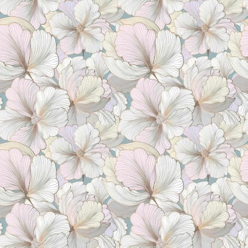 Image of Pink Floral Wallpaper for Walls | Peel and Stick Self Adhesive Wall Sticker | Waterproof PVC Vinyl Decorative Wall Decor for Home, Living Room, Bedroom & Office (45x300 cm)