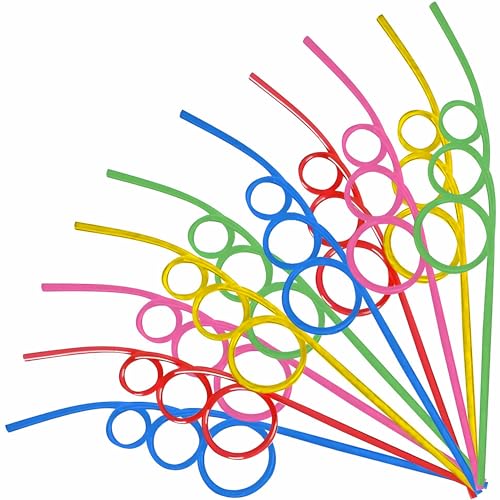Rhode Island Novelty Crazy Loop Straws, 12 Pack, Assorted Colors