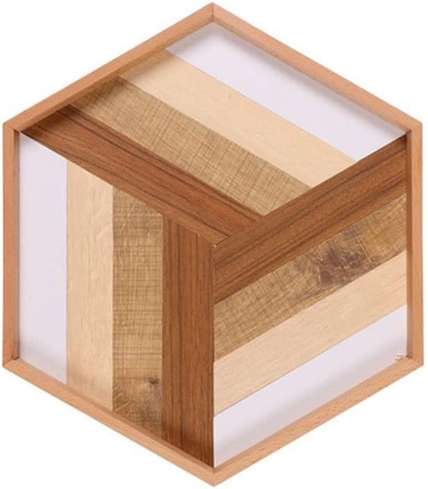 FMURY Hexagonal Wooden Breakfast Tray Dessert Tray Coffee Baking Wooden Tray Kitchen Food Storage Tray