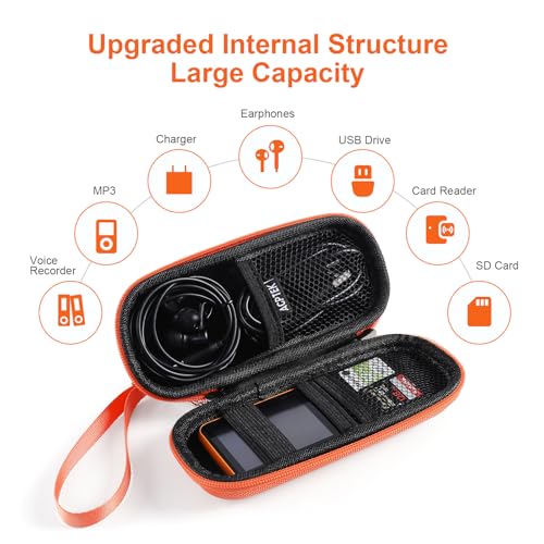 Image of AGPTEK Carrying Case, EVA Zipper Carrying Hard Case Cover for Digital Voice Recorders, MP3 Players, Storage Holder for 3D Printing Pen, USB Cable, Earphones, Memory Cards, U Disk, Orange