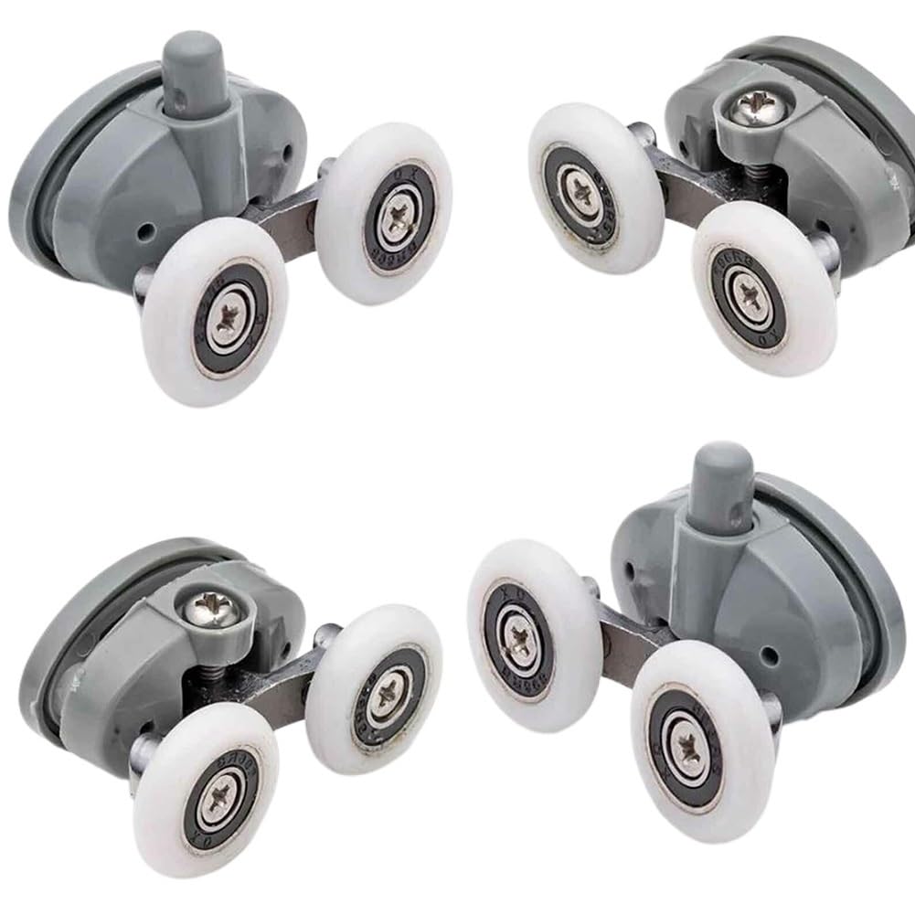 Shower Door Rollers 4pcs Twin Bathroom Shower Door Roller Runner Wheels Sliders 19/23/25/27mm Dia Rooms Cabins Pulley Hardware Accessori(19mm)