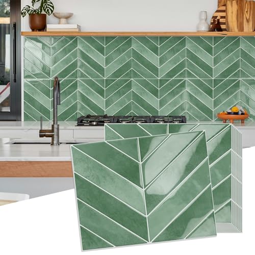 BESTWOO Herringbone Tile Peel and Stick Backsplash,10 Sheet Thicker Stick