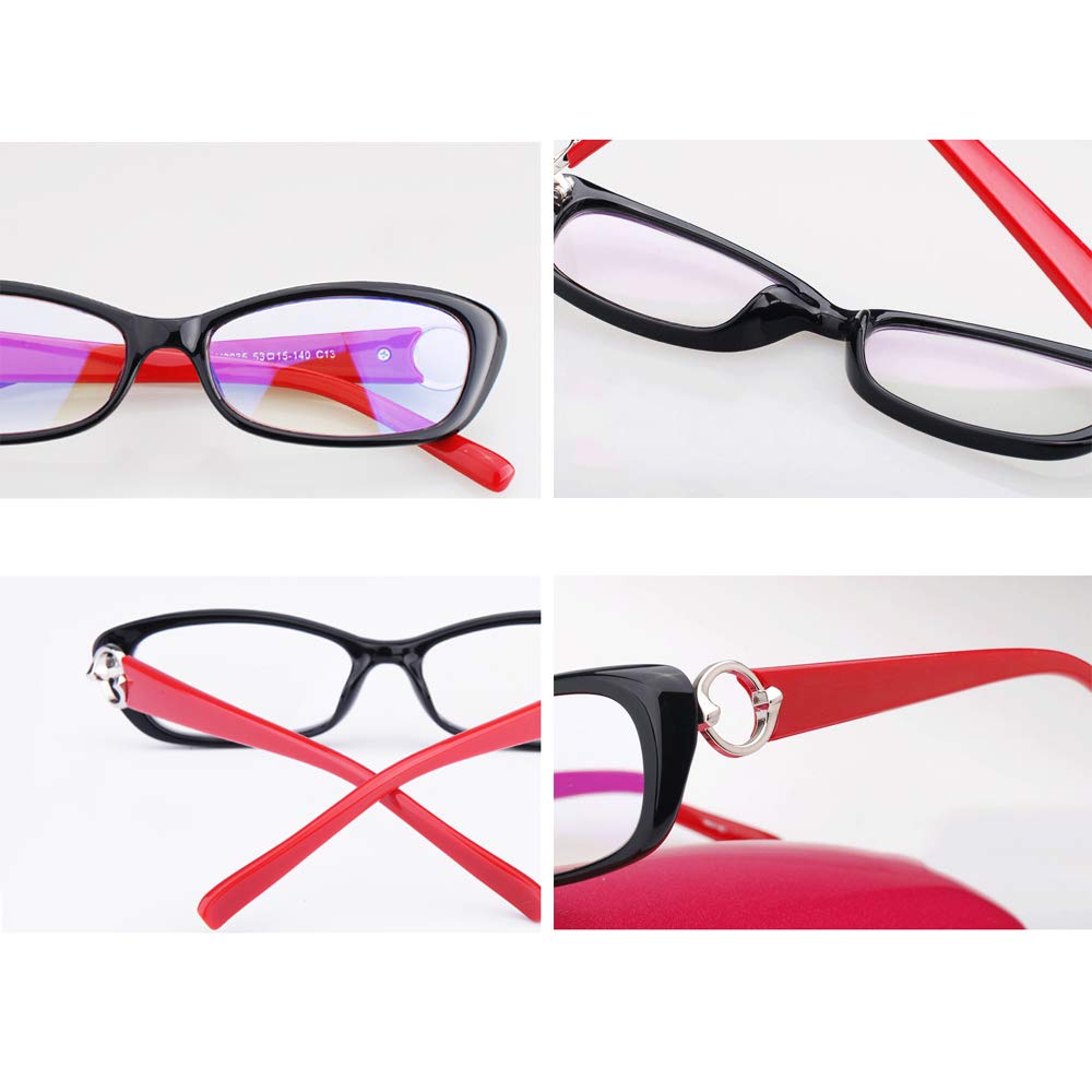 H&RB Anti Blue Ray Occhiali da Lettura per Le Signore, Forma Piccolo Anello Decorativo Ad Alta Definizione Elegante Elegante E Confortevole Presbiti Occhiali,Nero,+3.0