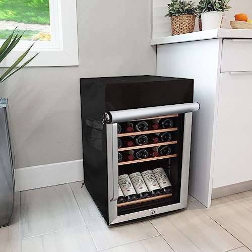 Image of Bitubi Upright Freezers Cover,Outdoor Beverage Refrigerator Cover,- Waterproof, Dustproof, Sun-Proof, 20 inch W x 20 inch D x 33 inch H. Suitable for most 3.2 Cu.ft Beer or Wine Mini Fridge (Black)