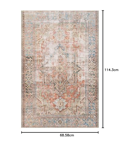 Loloi Loren Collection Vintage Printed Persian Area Rug 2'-3" x 3'-9" Terracotta/Sky