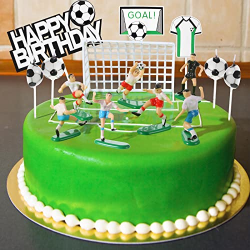 Tallew 24 Pieces Soccer Cake Topper Decorations Soccer Happy Birthday Cake Topper And Soccer Ball Candles With Soccer Team Player Goalie Soccer Theme Party Supplies Soccer Birthday Decorations For Men Boys thumb #3