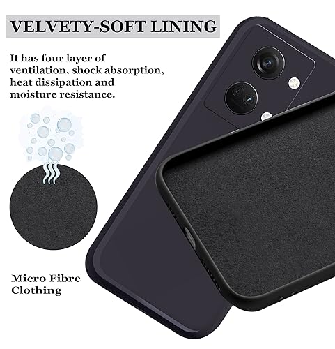 Image of A rtistque Liquid Silicone Back Cover Case for Oneplus Nord 3 5G Matte Shockproof TPU Soft Flexible with Camera Protection - Black
