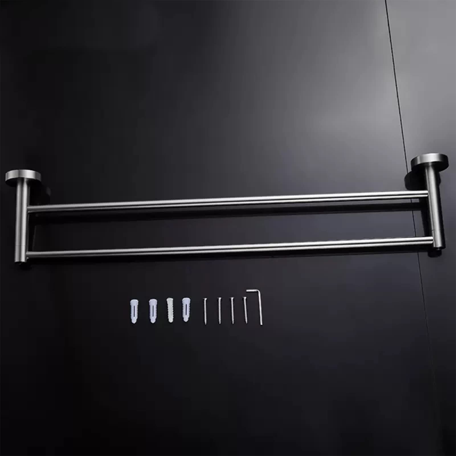 Portasciugamani da Bagno a Doppio Strato, portasciugamani a Parete, Doppio portasciugamani in Acciaio Inossidabile, portasciugamani Rotondo per Accessori da Bagno Doccia da Cucina (Dimension