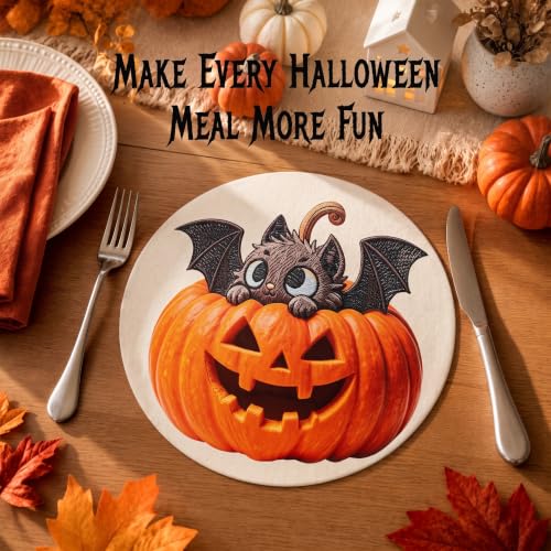 Halloween Placemats Set of 4,Silicone-Like Feel with Leather Texture - image 3
