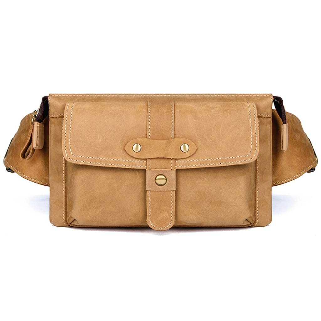 FMURY skórzana męska torba na talię w stylu vintage crossbody na klatkę piersiową duża pojemność na ramię, D, 25cm*4.5cm*15cm