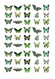 Cakeshop 45 x Green Butterflies Edible Cake Toppers