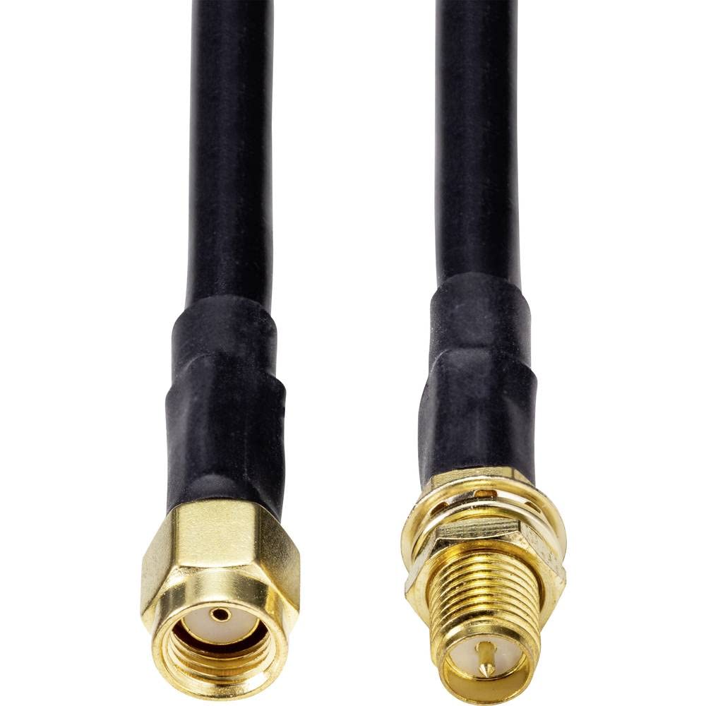 SpeaKa Cable alargador de antena profesional [1 conector RP-SMA macho a 1 conector RP-SMA hembra] 10 m, color negro