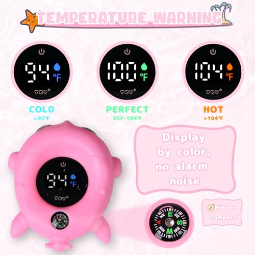 Image of Baby Bath Thermometer - Digital Floating Water Thermometer with LED Display & Color Temperature Alerts, Rechargeable Bath Toy for Infant Bathtub Safety, Newborn Bath Essentials Gift