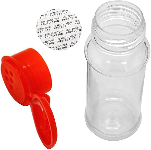 Miniatura 8 de FEOOWV Juego de 25 botellas vacías de plástico para especias para almacenar condimentos de barbacoa, sal, pimienta y más, 2.5 fl oz2.5 oz (rojo)