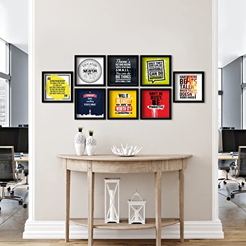 Image of PAPER PLANE DESIGN Motivational Quotes Wall Framed Poster, Office Decor, Inpirational Frame with Quotes.Set of 8 (10 x 10 Inches) (MDF POSTERS)