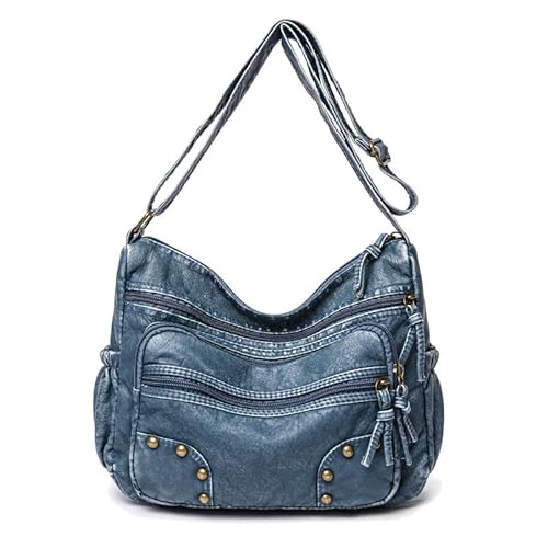 Piccola Borsa tracolla da Donna Sacchetto a spalla Moda Borse a mano Bauletto Crossbody Satchel per Donne Madre Borsetta pelle Sintetica Blu