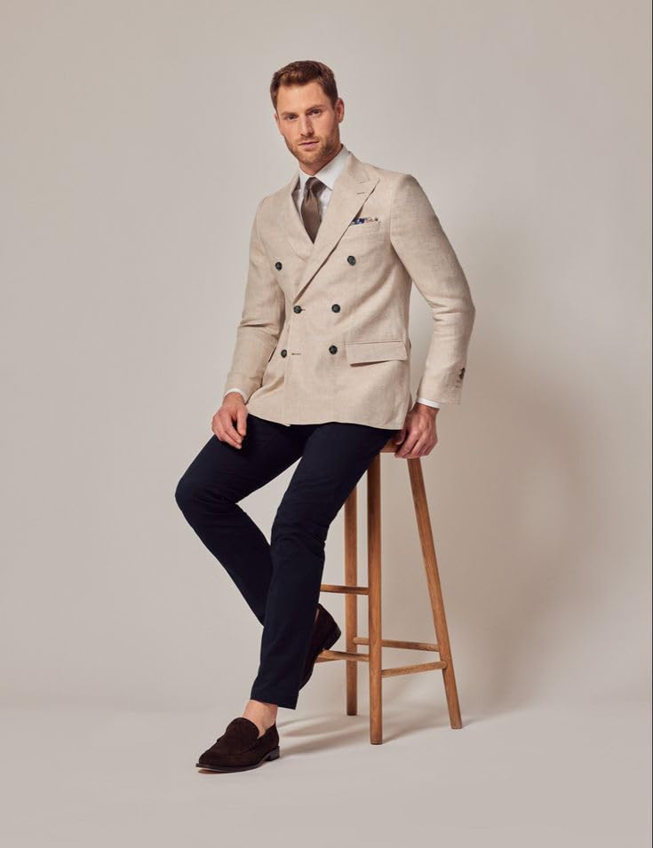 Linen Blazer for Men Double Breasted Suit Slim Fit Blzer for Men Causal Linen Jacket Suit for Men3