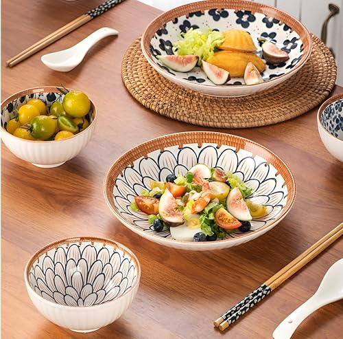 Image of YOMITH Ceramic Dinner Set with Plates & Bowls | 2 Plate & 4 Bowls Crockery Set for Indian Dining Table | Microwave & Dishwasher Safe | Home & Gifting (Set of 6)