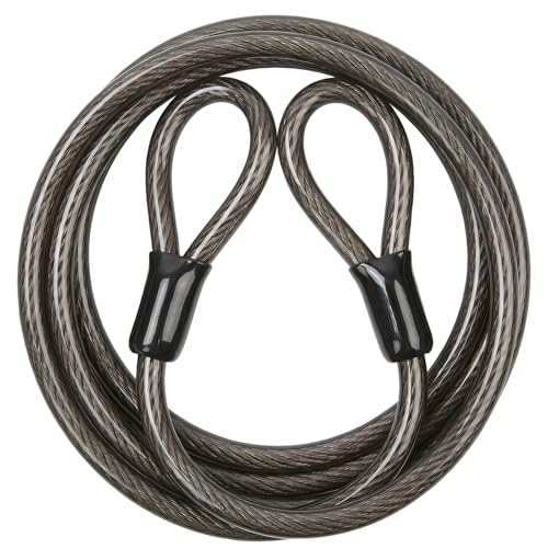 YuxLnJxem 10MM Bike Cable Lock, Thick Heavy-Duty Braided Steel Security Cable with Dual Loops, Cut-Resistant Vinyl-Coated Wire for Bicycle, Scooter, Skateboard, Gate & Outdoor Equipment (4FT)