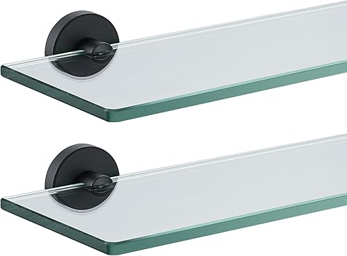 Miniatura 46 de JQK Estante de baño de vidrio dorado, almacenamiento de ducha de vidrio templado 14 por 5 pulgadas, acero inoxidable 304 dorado cepillado para