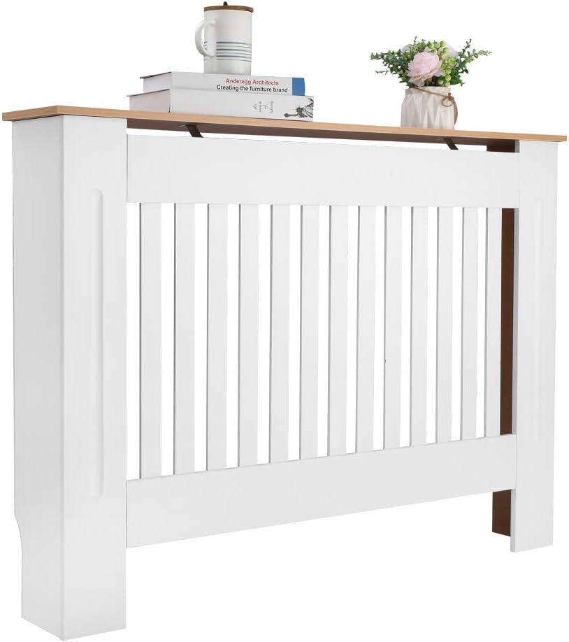 Cache-radiateur Avec étagère Et Placard Rabattable HOMCOM - Blanc, 108x19x95.5 Cm - Pour Salon/chambre