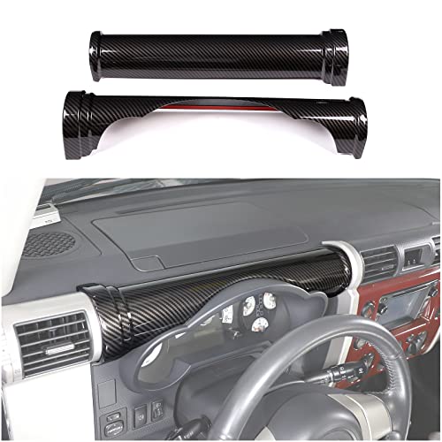 Image of Dashboard Center Console Trim Cover Compatible with Toyota FJ Cruiser 2007-2021 ABS Dashboard Dial Panel Cylindrical Trim Frame Accessories, 2PCS (Carbon Fiber Pattern Black)