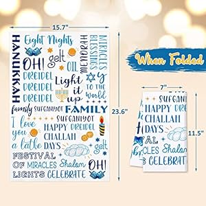 Hanukkah Kitchen Towels Chanukah Decorative Dish Towels Hanukkah Gnome Drying Cloth Tea Towels for Challah Days Kitchen Cooking Baking Holiday Decorations Housewarming Presents Set of 4