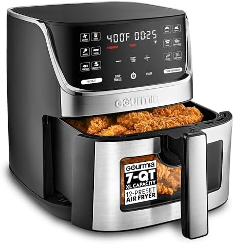 Gourmia Air Fryer - 7 Qt Basket Capacity, Easy View Window, Stain...