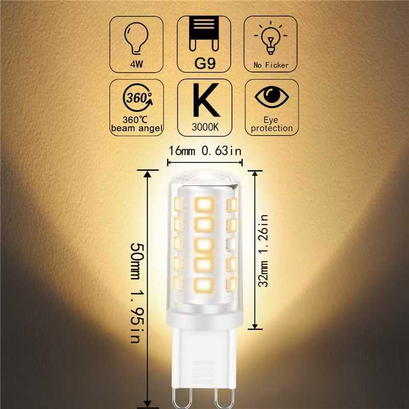 ZEIYEI G9 LED Bulbs, 6-Pack, 4W (40-50W Halogen Equivalent), 3000K Warm White, Non-Dimmable - Image 3