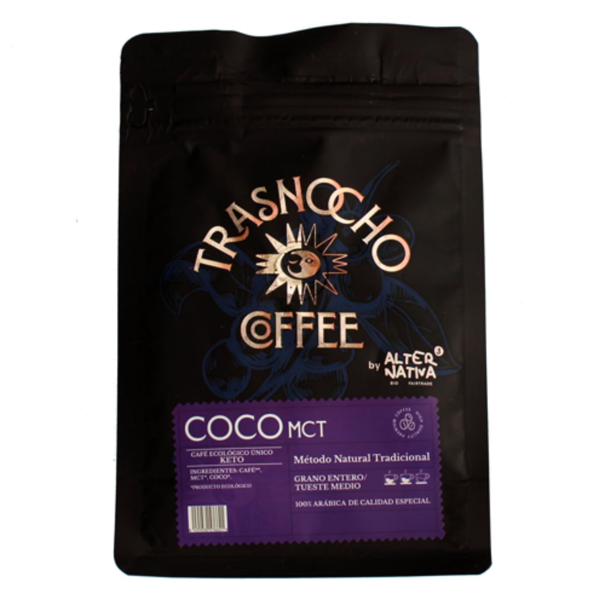 Café Keto en Grano Trasnocho con MCT – Keto Coffee Premium 100% Arábica Orgánico, Energía Cetonica Limpia, 200g