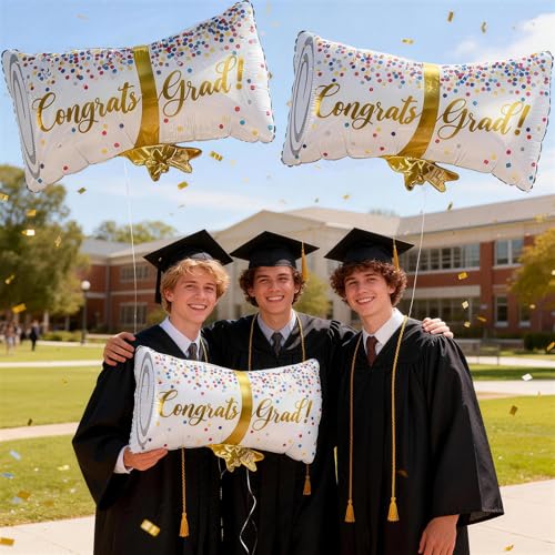 Image of Graduation Diploma Balloons, 2026 Graduation Party Decorations 3 pcs Black White Congrats Grad 2026 Diploma Foil Balloon for High School College Class of 2026 Congratulations Graduate Party Decoration