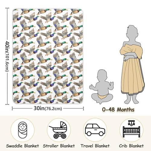 Image of Nursery Bed Blankets for Boys Girls Soft Warm Stroller Throw Blanket for Infant Toddler Kid Crib Bedding 30X40in Realistic Mallard Ducks Flying in Flight
