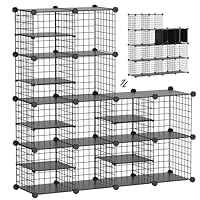 Kiivoena Wire Cube Storage Organizer, 12 Cubes Converted into 14 Cubes, Sturdy Metal Grids Storage Shelf Closet Shelving Units and Storage, Shelves for Bedroom LIvingroom Office