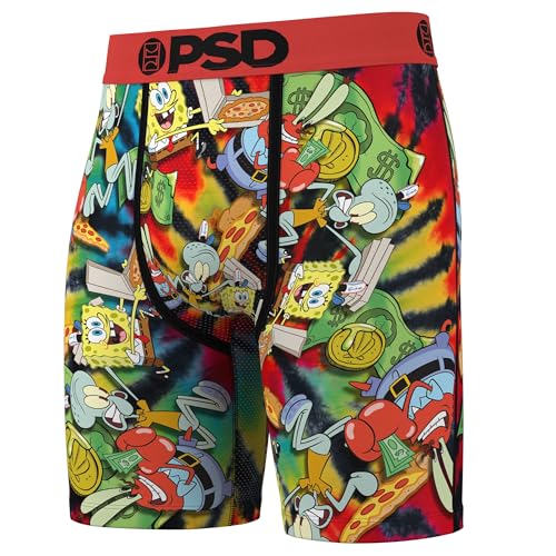 PSD Men's Boxer Briefs - Spongebob Grubbin, 7 Inch Inseam, Moisture-Wicking, 4-Way Stretch, Boxer Briefs for Men, Large