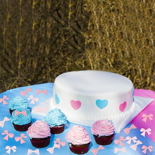 Image of 200Pcs Double-sided Pink Bows Confetti Bow Bowknot Table Decorations for Baby Shower Girls Coquette Birthday Party Decoration Bridal Shower Engagement Wedding Bachelorette Party Confetti Supplies