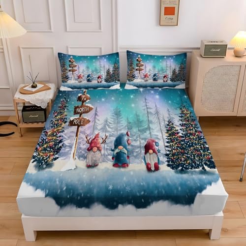 Spannbettlaken 90x200cm Weihnachtsbaum Spannbetttuch Wichtel Bettlaken...