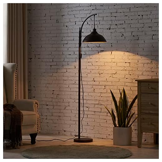 WOXXX Industrial Floor Lamp Modern Rustic Task Floor Lamp in Aged Bronze Finish, Standing Lamp Farmhouse arc Floor Lamps for Living Room Bedrooms Office Vintage Arched Bright Tall Reading lamp