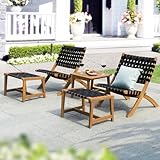 IDZO Foldable Reclining Design Heavy Duty 400lbs Capacity Patio Bistro Set 5 Piece with Ottomans Outdoor