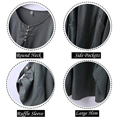 FTCayanz Women's Casual Tunic Dress Short Sleeve Plus Size Midi Dresses with Pockets3