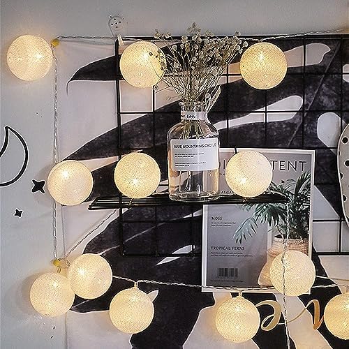Kariosid LED Cotton String Lights,Fairy Lights Cotton Balls USB Powered Decoration Lights for Indoor,Party,Wedding,Christmas,(4M/20LED,Warm White) - Image 3